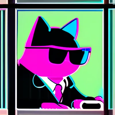 Cat journalist at a desk with a microphone and coffee